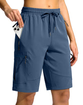 SANTINY 10inch shorts dusty blue fabric closeup for breathable summer hiking