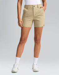 SANTINY shorts show front and rear pockets for secure storage during rounds.
