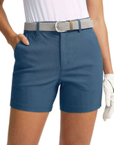 SANTINY women's 5inch golf shorts front view with quick-dry fabric for on-course comfort