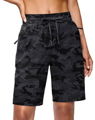 SANTINY women's 7-inch hiking shorts on model, highlighting lightweight, breathable fabric for all-day comfort.