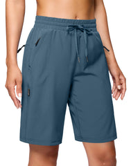 SANTINY women's 7-inch hiking shorts with zip pockets for secure essentials during hikes.