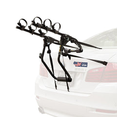 Saris 1054S trunk-mounted bike rack, fully assembled, ready for road trips.