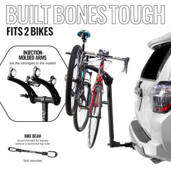 Saris Bones 2-Bike Hitch Rack anti-sway straps keep bikes steady.