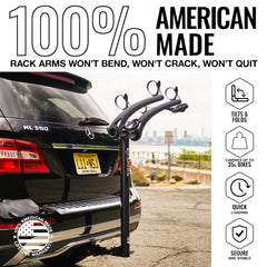 Saris Bones 2-Bike Hitch Rack folding arms enable compact storage.