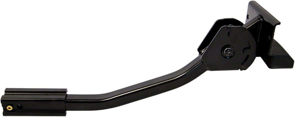 Saris SuperClamp tilting base front view shows easier rear vehicle access when bikes are mounted.