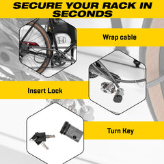 Vinyl-coated cable protecting car finish and bicycle during transit.