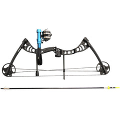 SAS aluminum bowfishing reel seat blue CNC machined detail demonstrates craftsmanship.