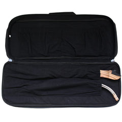 SAS Recurve Takedown Bow Case blue back view with arrow tube holder for transport.