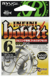 SASAME Infini Hobbit HIH054#6 hook in TC Black, precision offset design for finesse fishing.