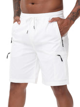 Satankud men's cargo hiking shorts white front view for all-day comfort on hikes.