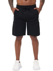 Satankud men's cargo hiking shorts pocket usage in black with organized storage on trails