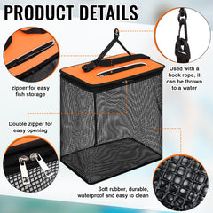 Close-up of rubber-coated nylon mesh on SATINIOR fishing basket