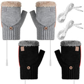 SATINIOR USB Heated Gloves black front view for warm typing and comfort.
