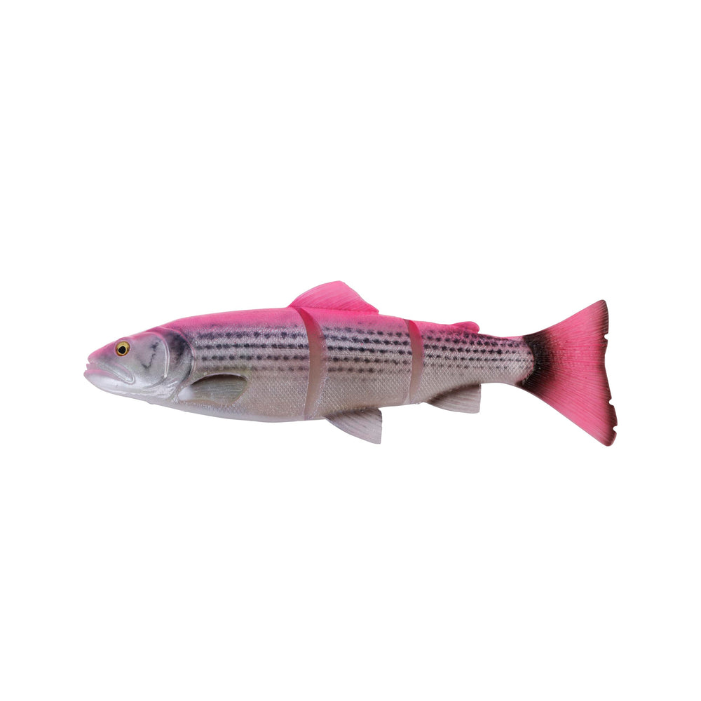 Savage Gear 3D Line Through Trout pink back mullet monster in action for big game fishing