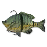 Savage Gear 3D Line Thru Bluegill lure head-on view with lifelike profile for bass