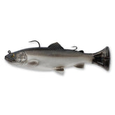 Savage Gear 3D Pulse Tail Trout Dirty Silver front view lifelike lure for big bass