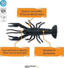 Savage Gear NED Craw defensive-swim action highlights realistic movement for predatory strikes.