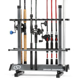 Savior Equipment fishing rod rack assembly demonstrates sturdy aluminum build for easy setup.