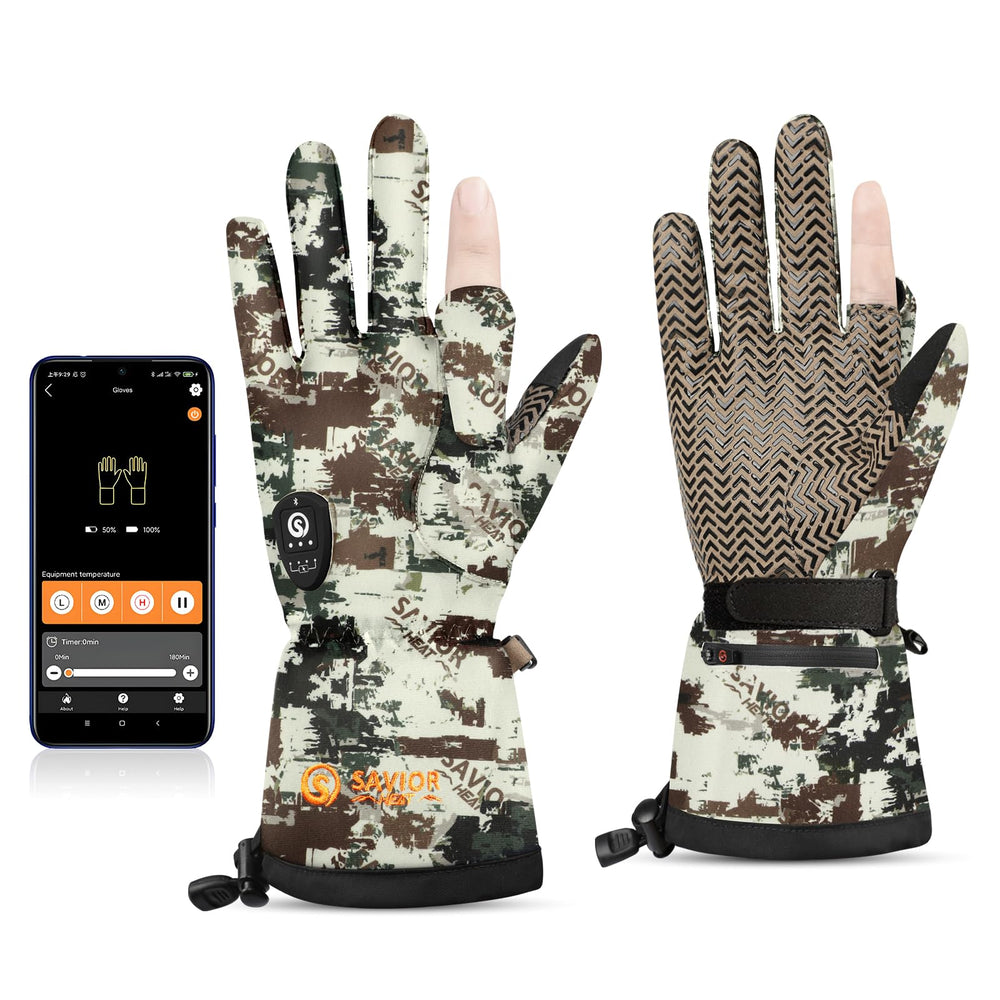 SAVIOR HEAT gloves heat elements visible for rapid warmth on cold hunts.
