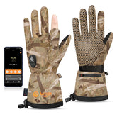 SAVIOR HEAT heated gloves front view in camo for cold-weather hunting