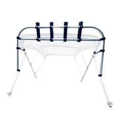 Savvycraft bimini-top attachment rod holder secures fishing rods on deck