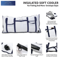 Savvycraft insulated fish bag interior with ice and catch demonstrates temperature control