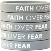 SayitBands Faith Over Fear debossed silicone wristband with durable color fill