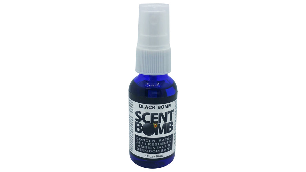 Scent Bomb Black Bomb air freshener product shot, delivering bold fragrance for cars and rooms.
