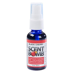 Scent Bomb Black Cherry bottle showcases a bold fragrance for home ambiance.