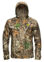 ScentBlocker Drencher with hood up demonstrates adjustable weather coverage