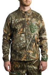 ScentLok Savanna Aero Crosshair jacket front view in Realtree Edge with lightweight odor-control design