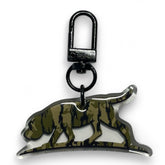 Scent South Dog Key Chain with camo hound on a swivel hook for easy key access.