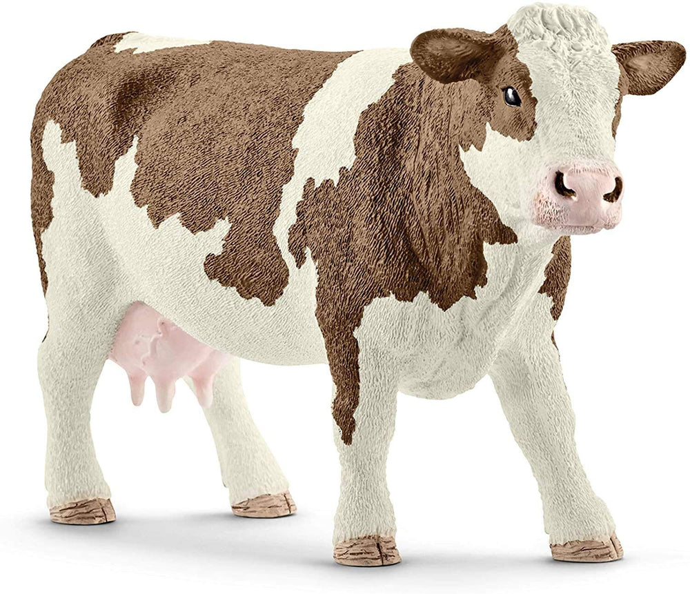 Schleich Simmental Cow figurine, multicolored design, ideal for imaginative farm play