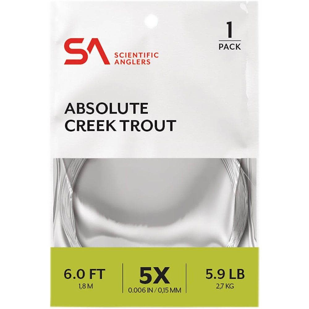 Scientific Anglers Absolute Creek Trout 6 ft leader for pocket-water presentations with enhanced knot strength.