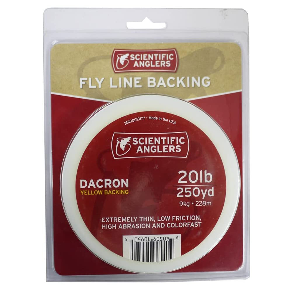 Scientific Anglers backing dacron 20-lb yellow bottle ready for long runs and reliable performance