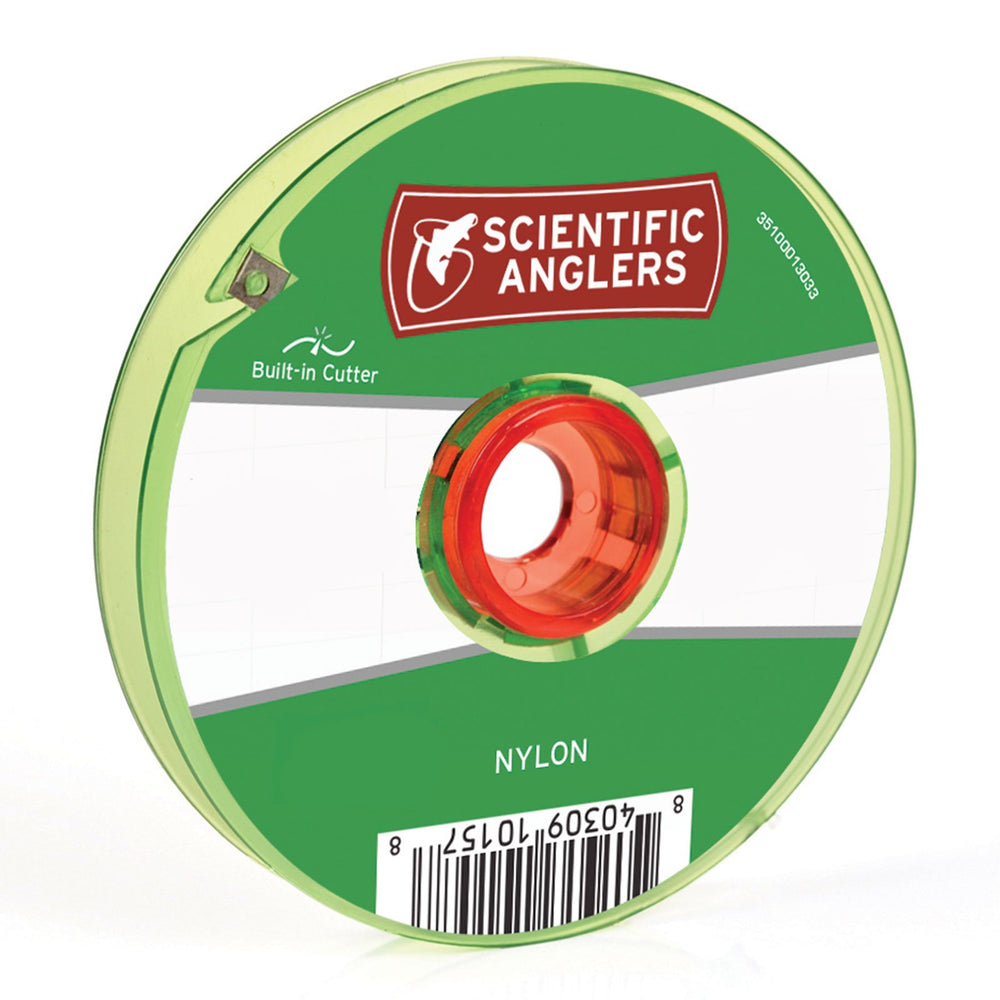 Scientific Anglers nylon interlocking tippet spool with cutter, clear 3X 30 m, supports reliable knots.