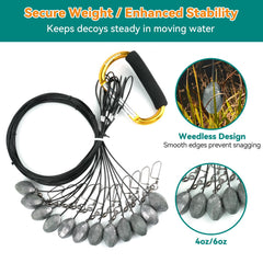Scopaven quick-swivel and gold carabiner enable fast decoy pickup