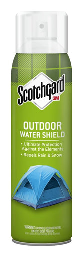 Scotchgard Outdoor Water Shield on tents repels rain and protects gear