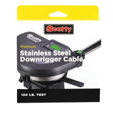 Scotty 1000K premium downrigger cable 200 ft black for long deployments and corrosion resistance.