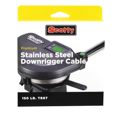 Scotty 1000K premium downrigger cable 200 ft black for long deployments and corrosion resistance.
