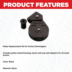 Scotty 1014 pulley kit for 3-4in boom – quick replacement for reliable fishing setups