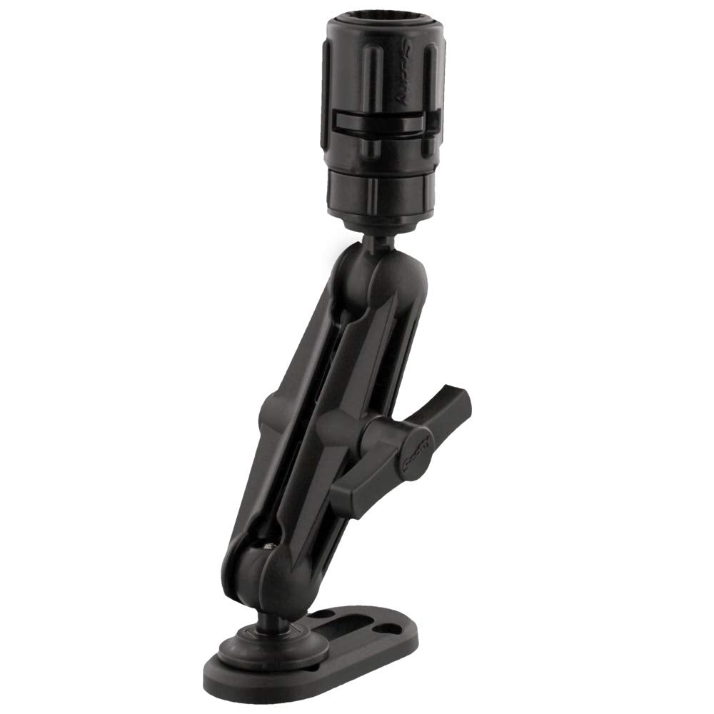 Scotty 151 ball mounting with GearHead and Track close-up showing secure on-water compatibility