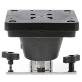 Scotty 2650 downrigger track mount on boat deck enables quick line setup.