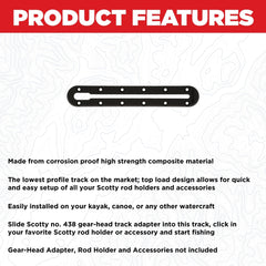 Installed on a canoe, the track enables easy accessory integration on-water.