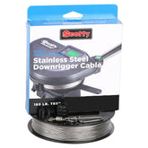 Scotty 180 lb downrigger cable spool in black, durable for saltwater trolling.