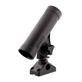 Scotty Rodmaster 8in tube holder on boat railing keeps rods secure.