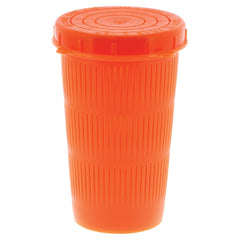Scotty Vented Crab Diner Bait Jar 1L red on deck, ready for bait storage and scent release