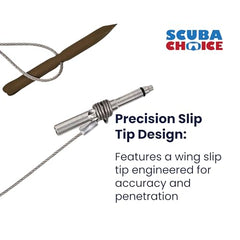 Slip tip mounted on spearfishing pole