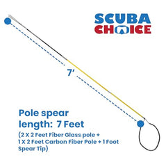 Scuba Choice hybrid Hawaiian sling with 3-prong tip secures catches underwater.