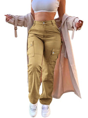 SDNGED cargo pants khaki high-waisted front view for versatile daily wear